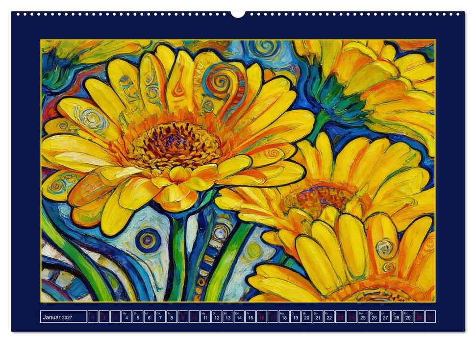 Blüten im verspielten Jugendstil (CALVENDO Wandkalender 2027)