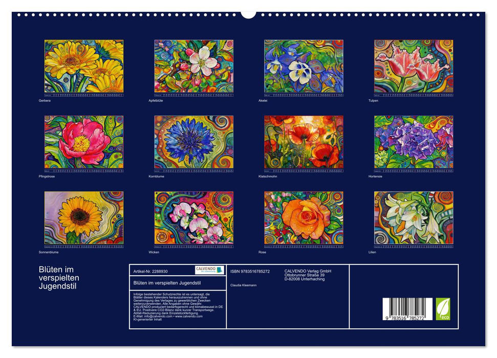 Blüten im verspielten Jugendstil (CALVENDO Premium Wandkalender 2027)