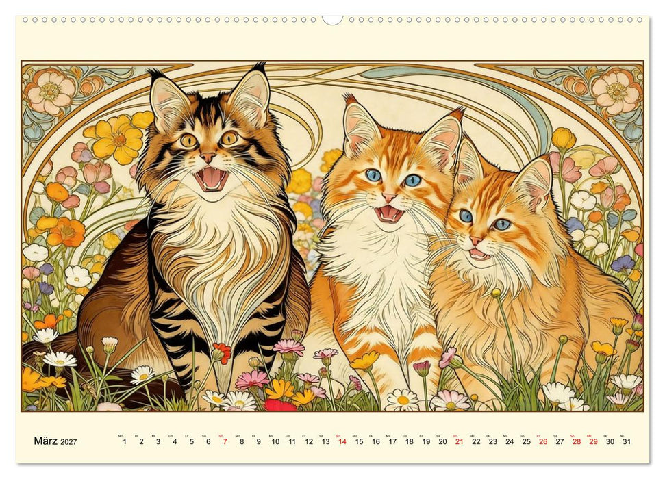Zauberhafte Jugendstil-Katzen (CALVENDO Wandkalender 2027)