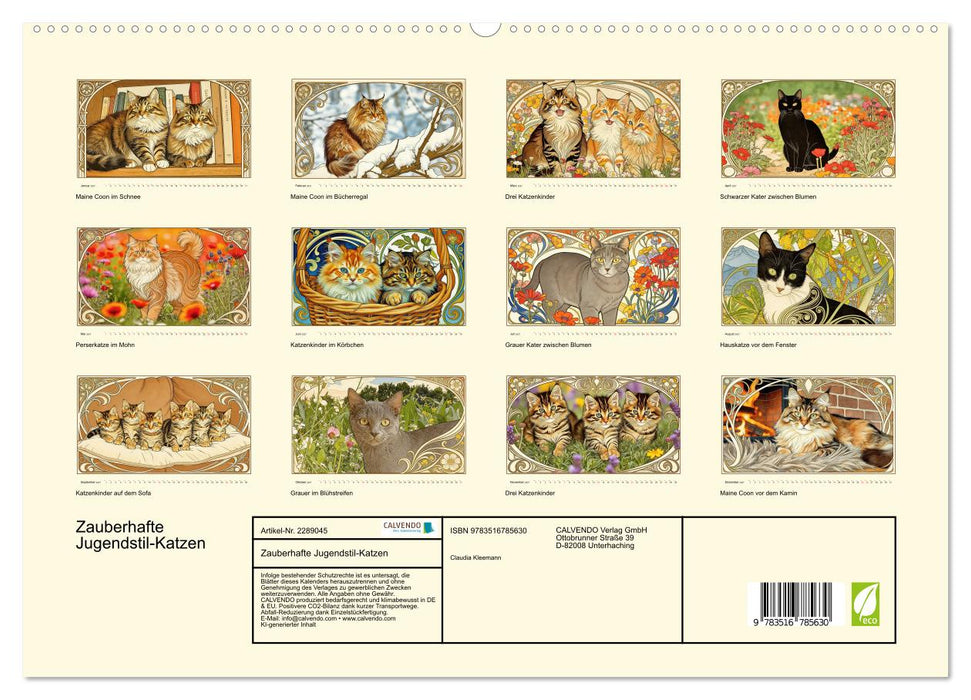 Zauberhafte Jugendstil-Katzen (CALVENDO Premium Wandkalender 2027)