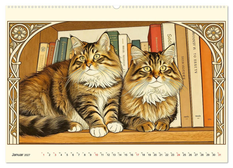 Zauberhafte Jugendstil-Katzen (CALVENDO Premium Wandkalender 2027)