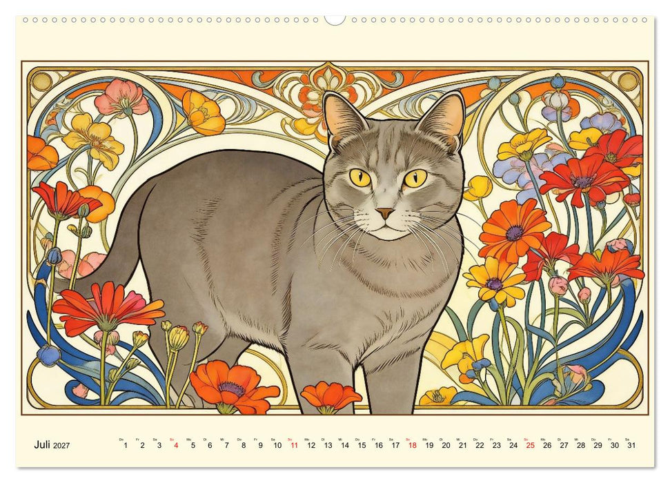 Zauberhafte Jugendstil-Katzen (CALVENDO Premium Wandkalender 2027)