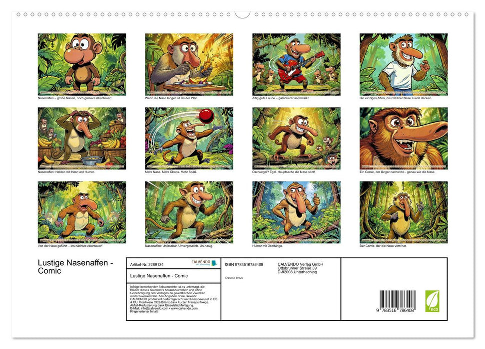 Lustige Nasenaffen - Comic (CALVENDO Premium Wandkalender 2027)