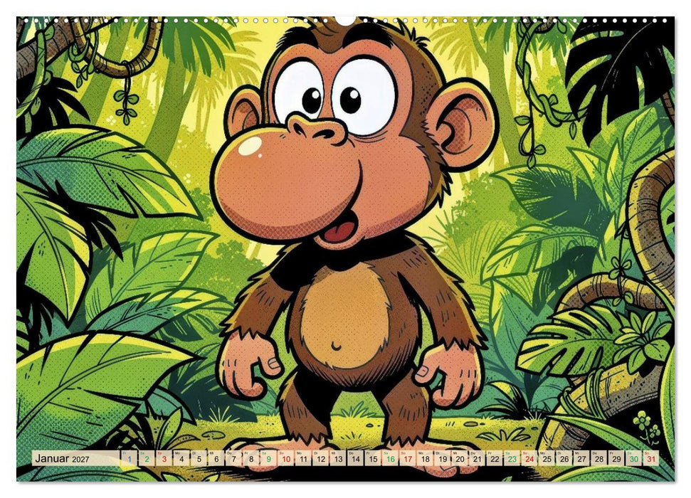 Lustige Nasenaffen - Comic (CALVENDO Premium Wandkalender 2027)