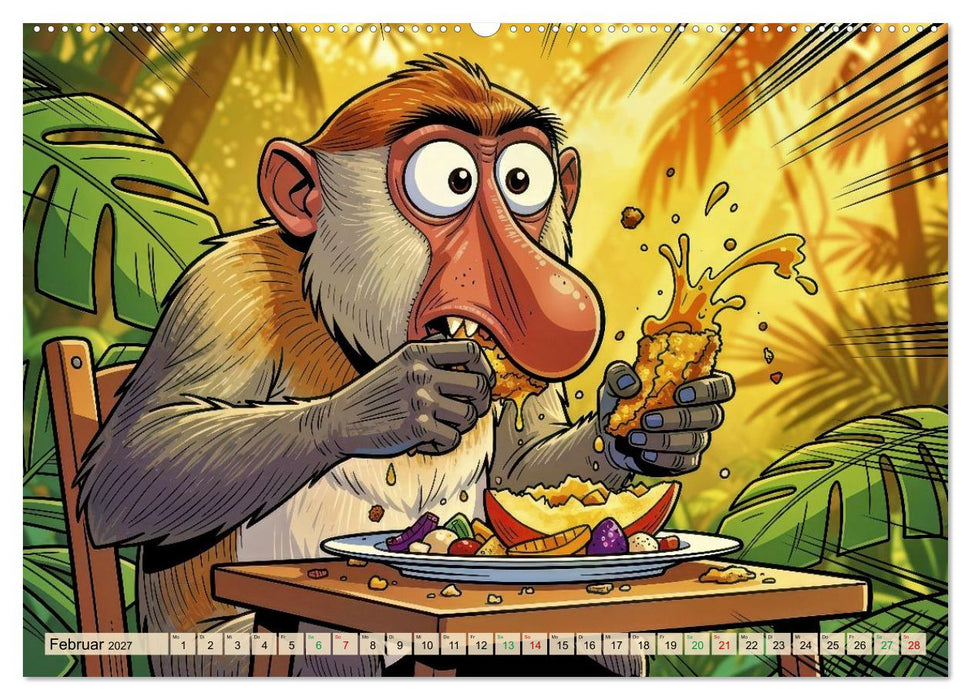 Lustige Nasenaffen - Comic (CALVENDO Premium Wandkalender 2027)