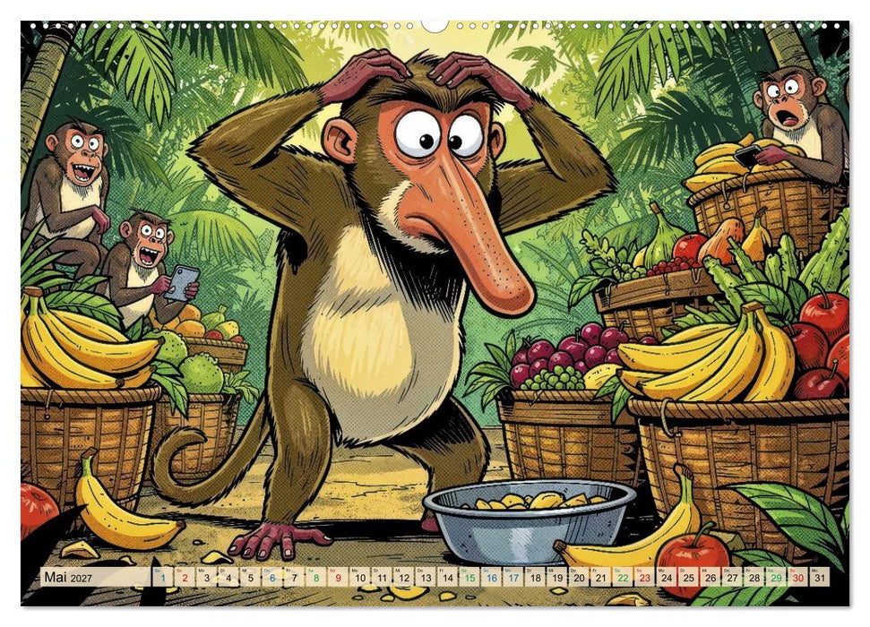 Lustige Nasenaffen - Comic (CALVENDO Premium Wandkalender 2027)
