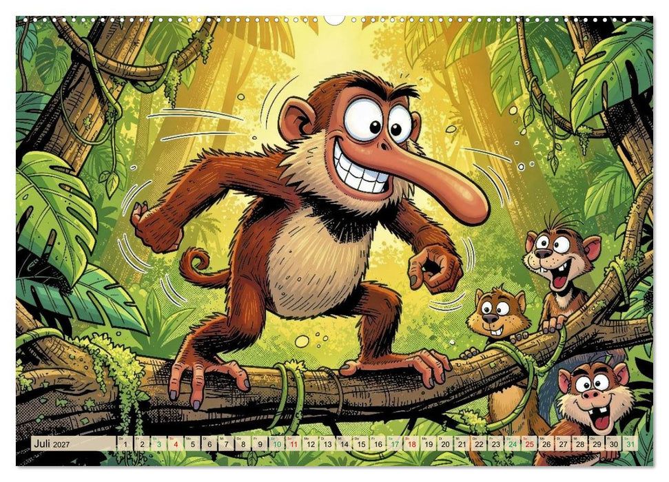 Lustige Nasenaffen - Comic (CALVENDO Premium Wandkalender 2027)