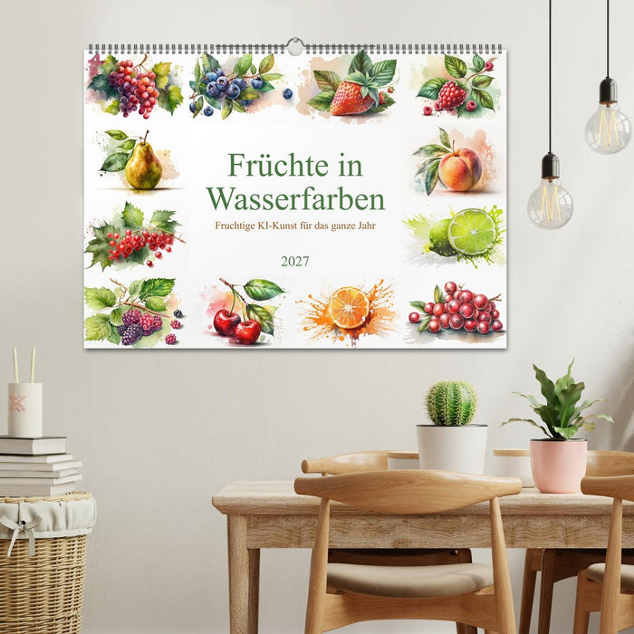 Früchte in Wasserfarben - Fruchtige KI-Kunst für das ganze Jahr (CALVENDO Wandkalender 2027)