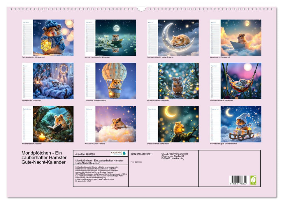 Mondpfötchen - Ein zauberhafter Hamster Gute-Nacht-Kalender (CALVENDO Wandkalender 2027)