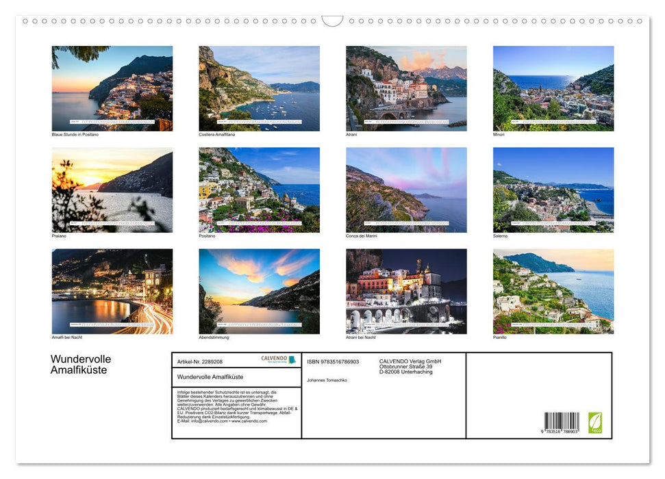 Wundervolle Amalfiküste (CALVENDO Wandkalender 2027)