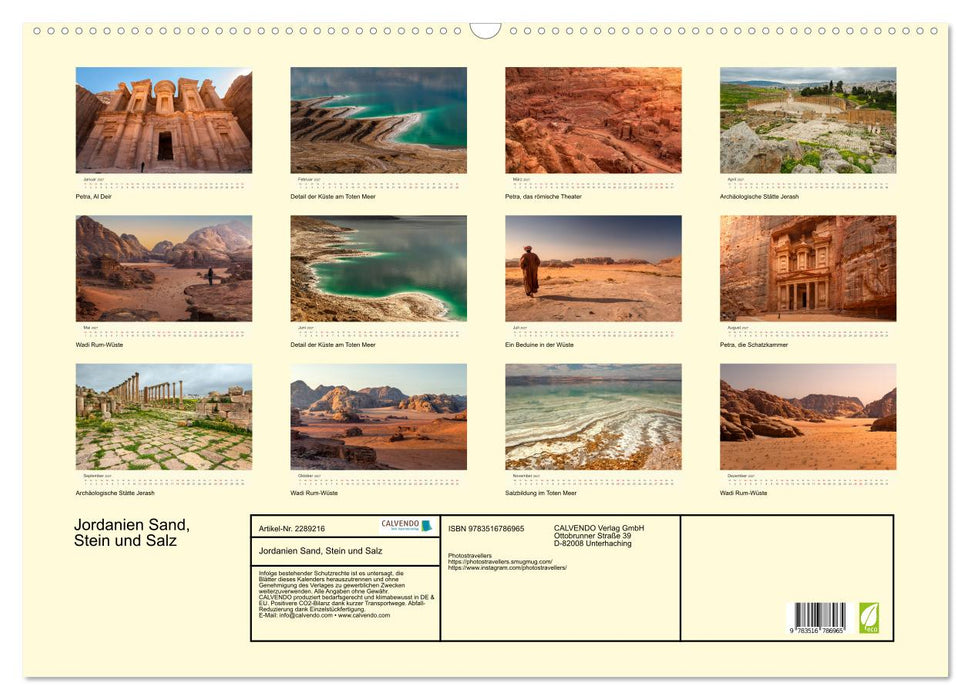 Jordanien Sand, Stein und Salz (CALVENDO Wandkalender 2027)