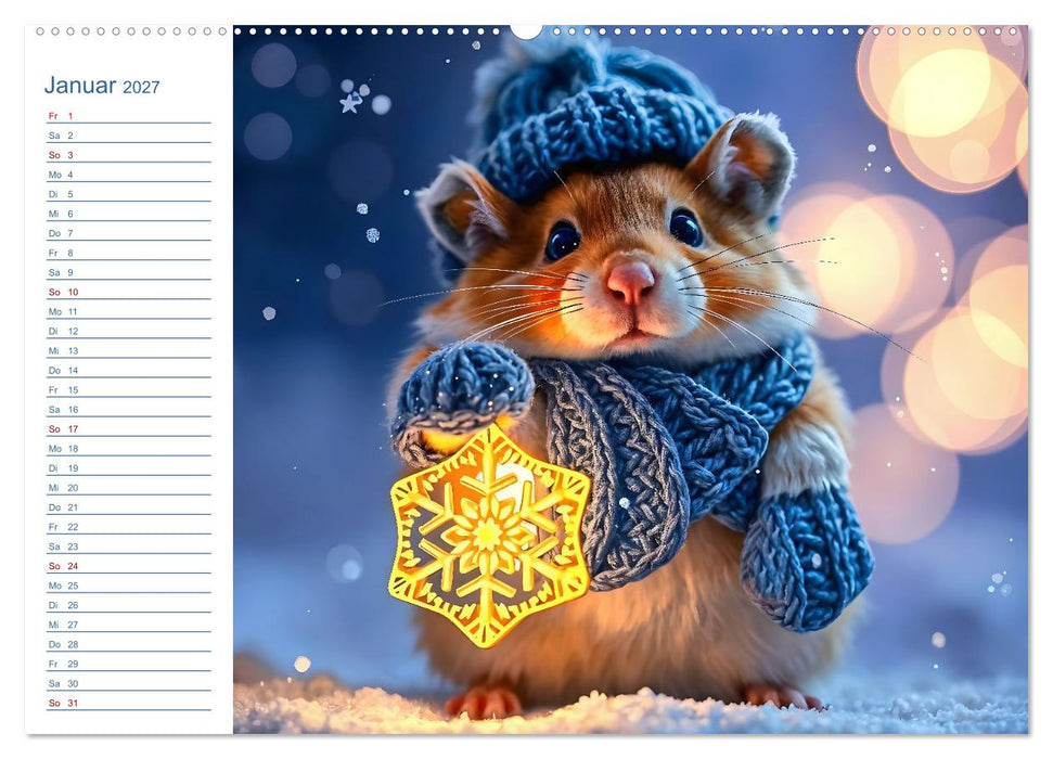 Mondpfötchen - Ein zauberhafter Hamster Gute-Nacht-Kalender (CALVENDO Premium Wandkalender 2027)