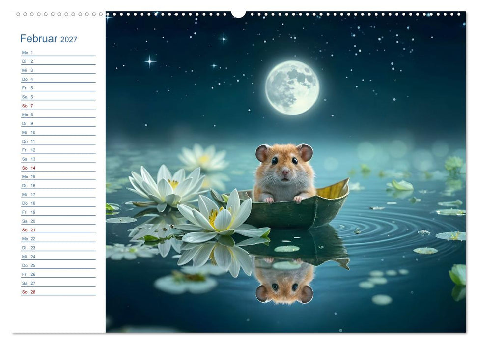 Mondpfötchen - Ein zauberhafter Hamster Gute-Nacht-Kalender (CALVENDO Premium Wandkalender 2027)