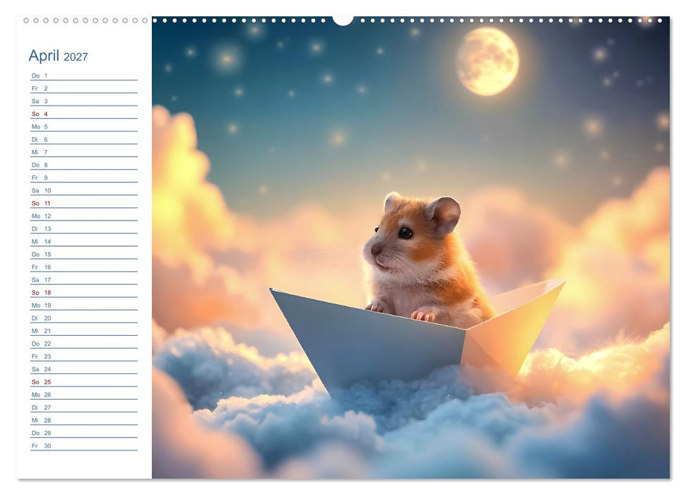 Mondpfötchen - Ein zauberhafter Hamster Gute-Nacht-Kalender (CALVENDO Premium Wandkalender 2027)
