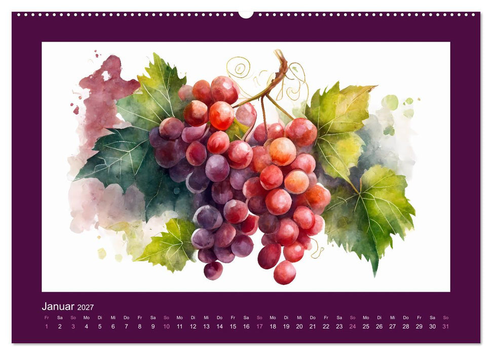 Früchte in Wasserfarben - Fruchtige KI-Kunst für das ganze Jahr (CALVENDO Premium Wandkalender 2027)