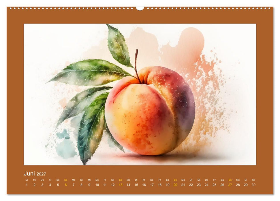 Früchte in Wasserfarben - Fruchtige KI-Kunst für das ganze Jahr (CALVENDO Premium Wandkalender 2027)