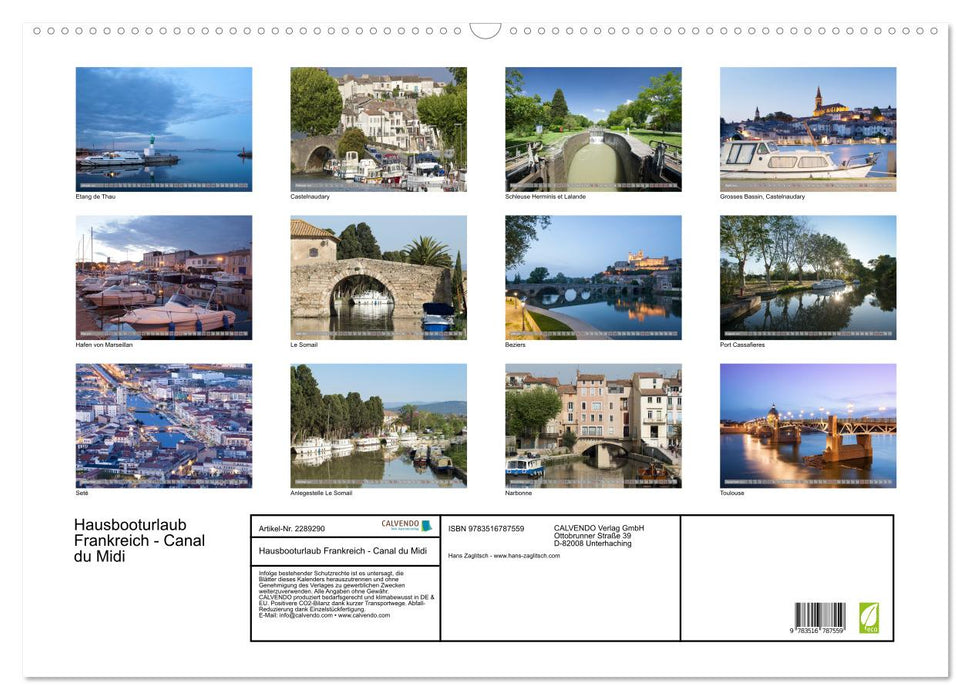 Hausbooturlaub Frankreich - Canal du Midi (CALVENDO Wandkalender 2027)
