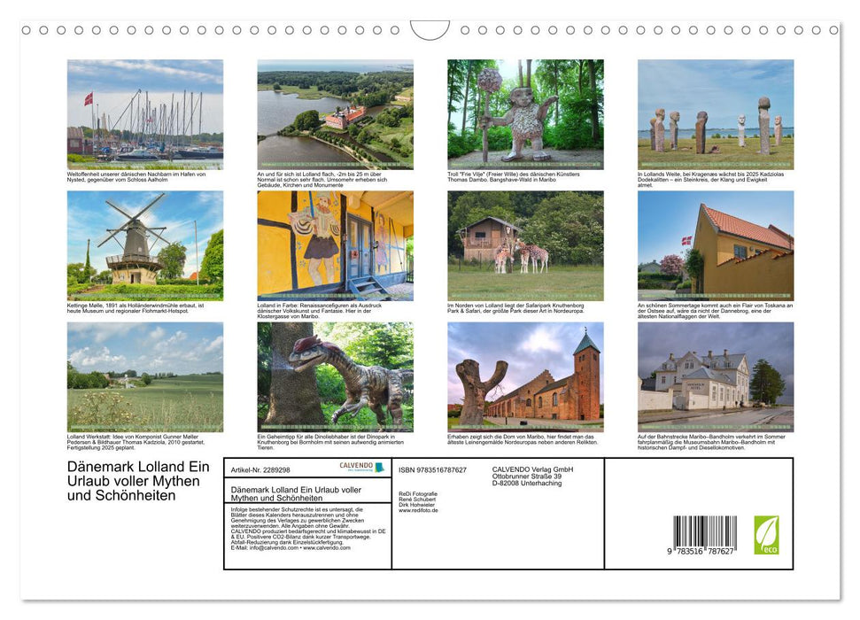 Dänemark Lolland Ein Urlaub voller Mythen und Schönheiten (CALVENDO Wandkalender 2027)