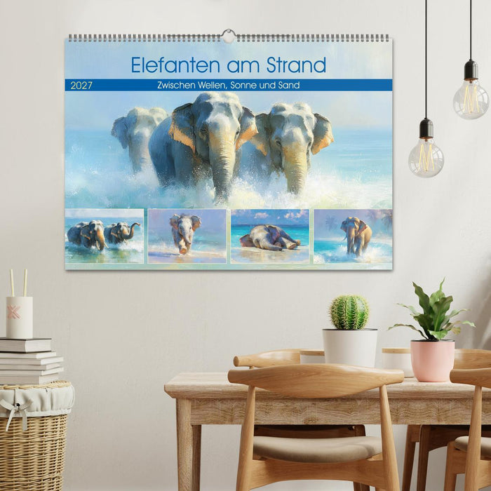Elefanten am Strand. Zwischen Wellen, Sonne und Sand (CALVENDO Wandkalender 2027)