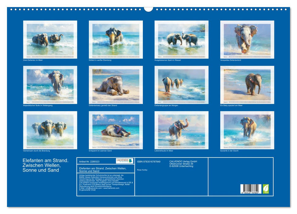 Elefanten am Strand. Zwischen Wellen, Sonne und Sand (CALVENDO Wandkalender 2027)