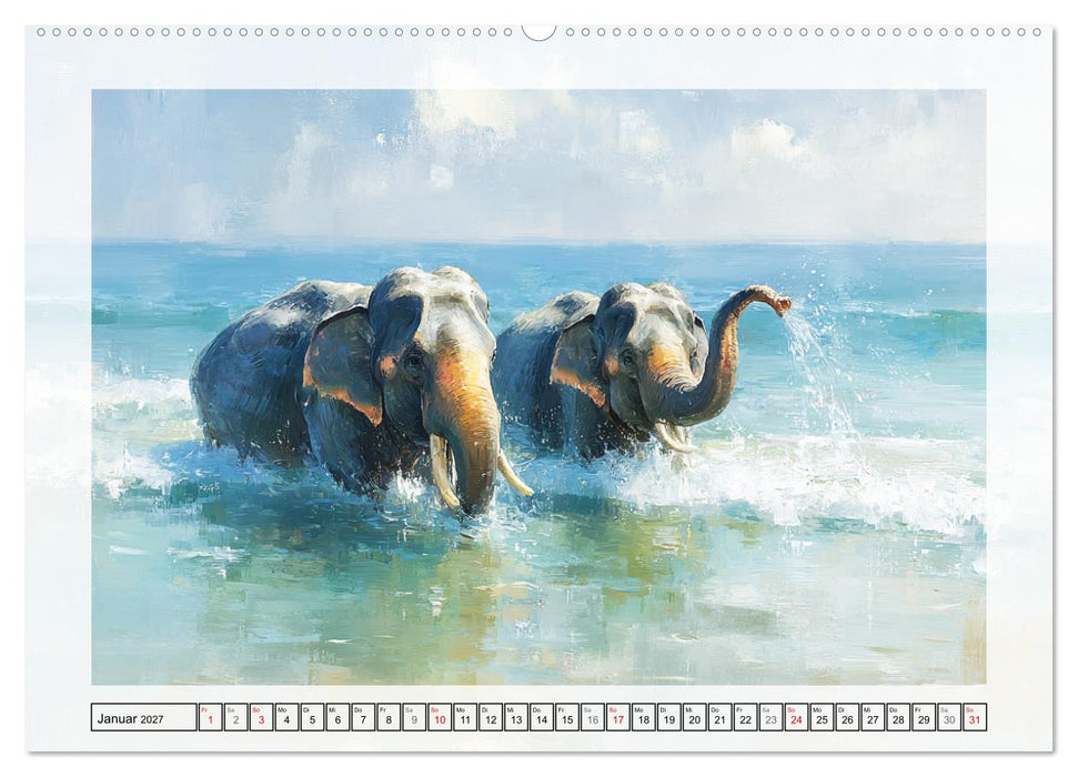 Elefanten am Strand. Zwischen Wellen, Sonne und Sand (CALVENDO Wandkalender 2027)