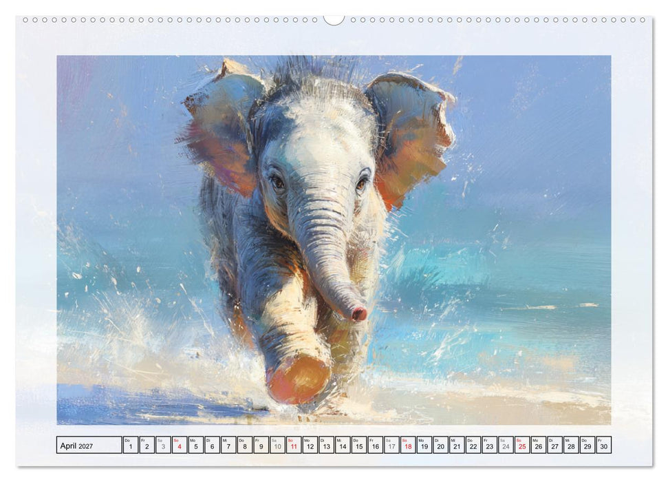 Elefanten am Strand. Zwischen Wellen, Sonne und Sand (CALVENDO Wandkalender 2027)