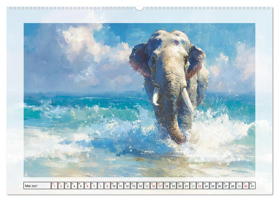 Elefanten am Strand. Zwischen Wellen, Sonne und Sand (CALVENDO Wandkalender 2027)