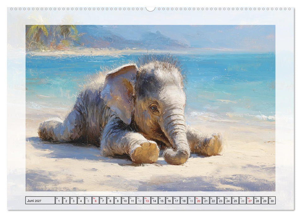 Elefanten am Strand. Zwischen Wellen, Sonne und Sand (CALVENDO Wandkalender 2027)
