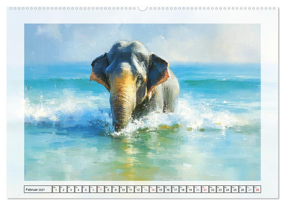 Elefanten am Strand. Zwischen Wellen, Sonne und Sand (CALVENDO Premium Wandkalender 2027)