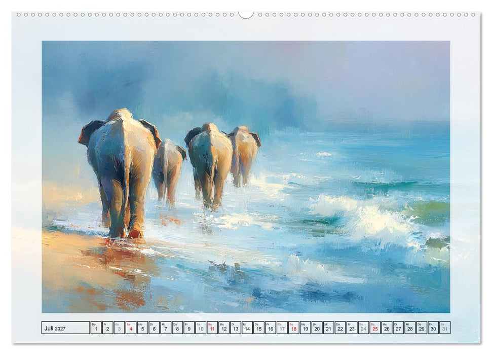 Elefanten am Strand. Zwischen Wellen, Sonne und Sand (CALVENDO Premium Wandkalender 2027)