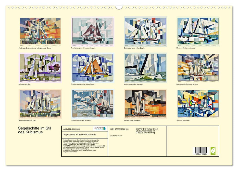 Segelschiffe im Stil des Kubismus (CALVENDO Wandkalender 2027)
