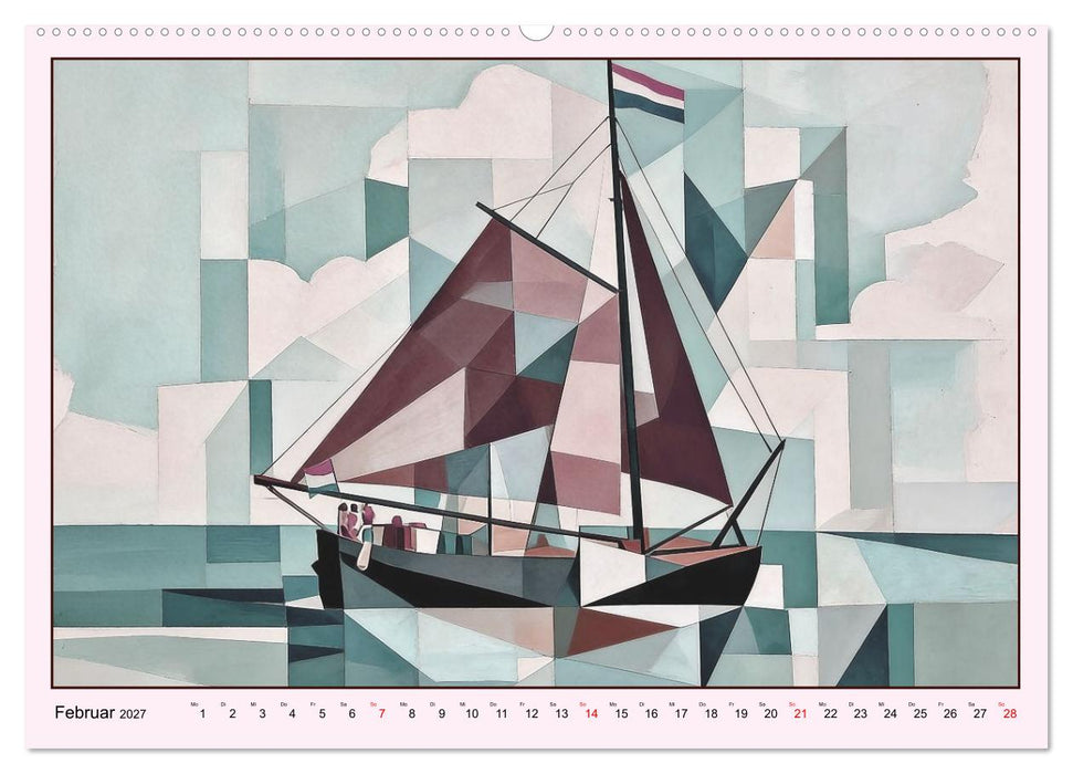 Segelschiffe im Stil des Kubismus (CALVENDO Wandkalender 2027)