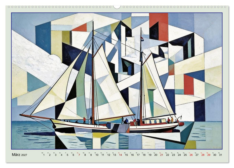Segelschiffe im Stil des Kubismus (CALVENDO Wandkalender 2027)