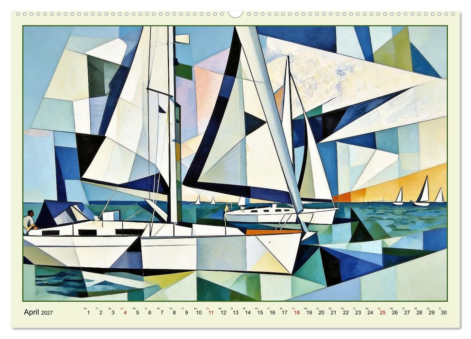 Segelschiffe im Stil des Kubismus (CALVENDO Wandkalender 2027)