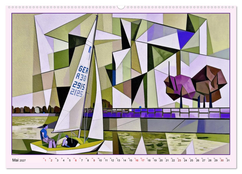Segelschiffe im Stil des Kubismus (CALVENDO Wandkalender 2027)