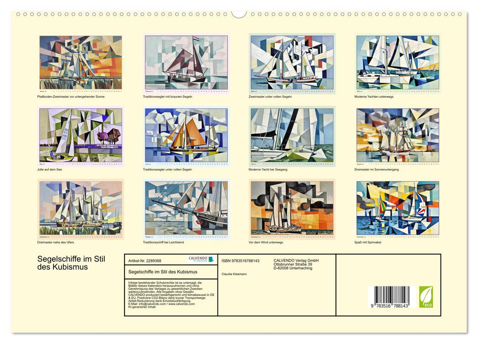 Segelschiffe im Stil des Kubismus (CALVENDO Premium Wandkalender 2027)