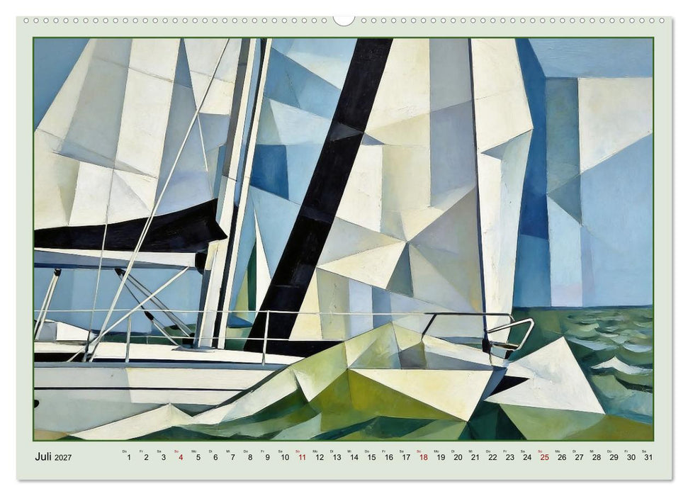 Segelschiffe im Stil des Kubismus (CALVENDO Premium Wandkalender 2027)