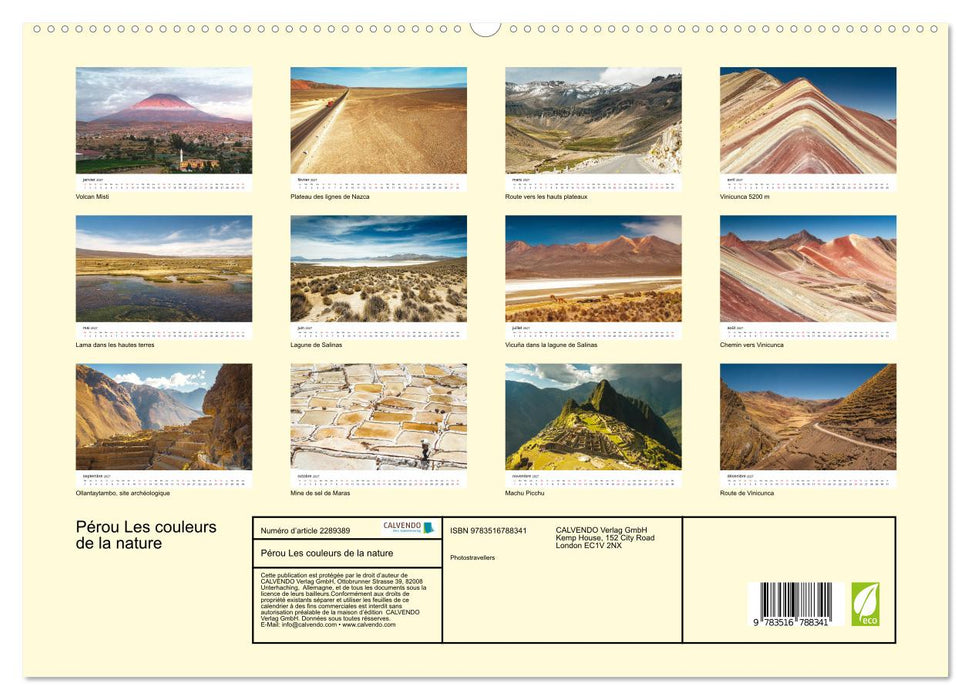 Pérou Les couleurs de la nature (CALVENDO Calendrier supérieur 2027)