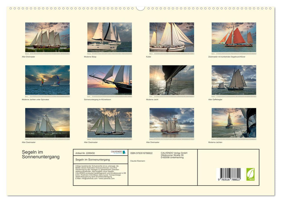 Segeln im Sonnenuntergang (CALVENDO Premium Wandkalender 2027)