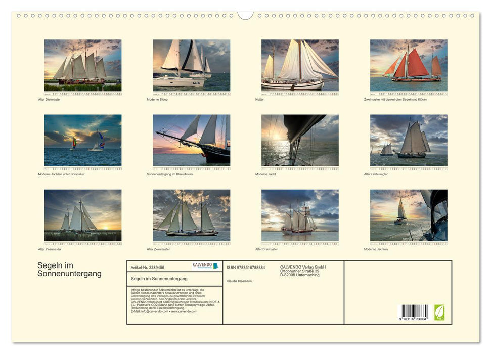 Segeln im Sonnenuntergang (CALVENDO Wandkalender 2027)