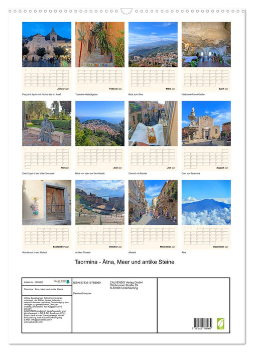 Taormina - Ätna, Meer und antike Steine (CALVENDO Wandkalender 2027)