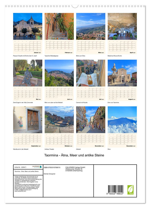 Taormina - Ätna, Meer und antike Steine (CALVENDO Premium Wandkalender 2027)