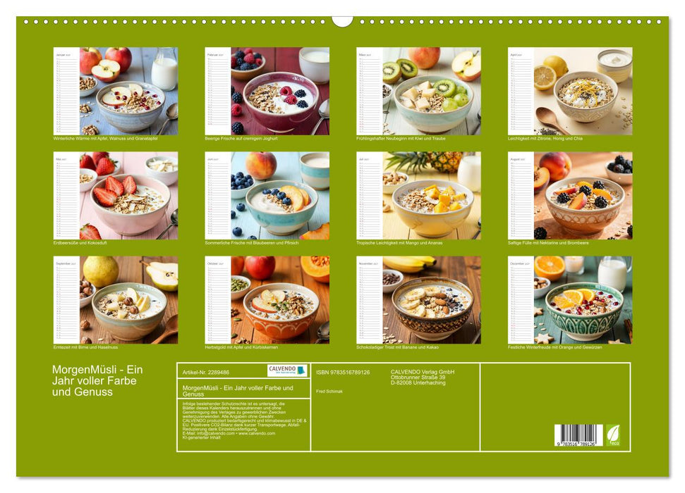 MorgenMüsli - Ein Jahr voller Farbe und Genuss (CALVENDO Wandkalender 2027)