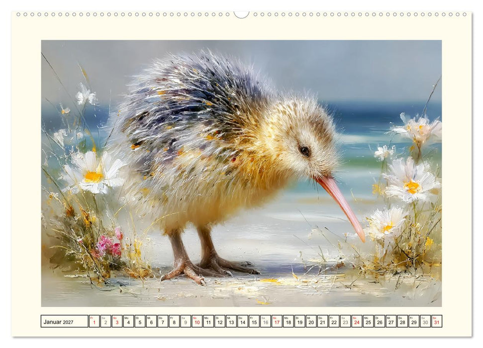 Entzückende Kiwis. Neuseelands kleiner Laufvogel am Meer (CALVENDO Wandkalender 2027)