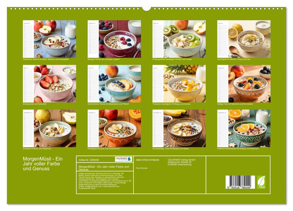 MorgenMüsli - Ein Jahr voller Farbe und Genuss (CALVENDO Premium Wandkalender 2027)