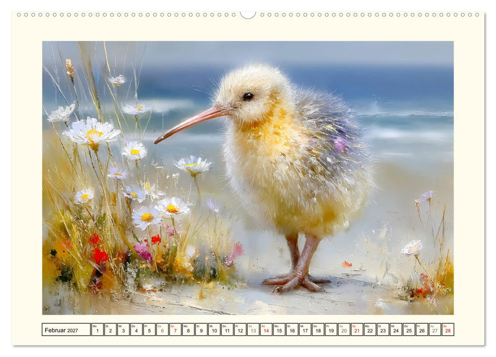 Entzückende Kiwis. Neuseelands kleiner Laufvogel am Meer (CALVENDO Premium Wandkalender 2027)