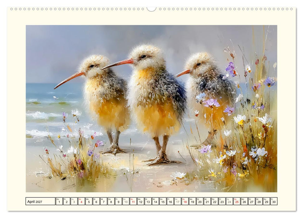 Entzückende Kiwis. Neuseelands kleiner Laufvogel am Meer (CALVENDO Premium Wandkalender 2027)