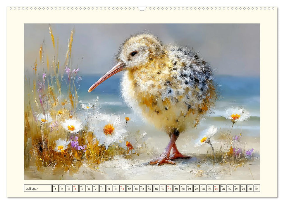 Entzückende Kiwis. Neuseelands kleiner Laufvogel am Meer (CALVENDO Premium Wandkalender 2027)