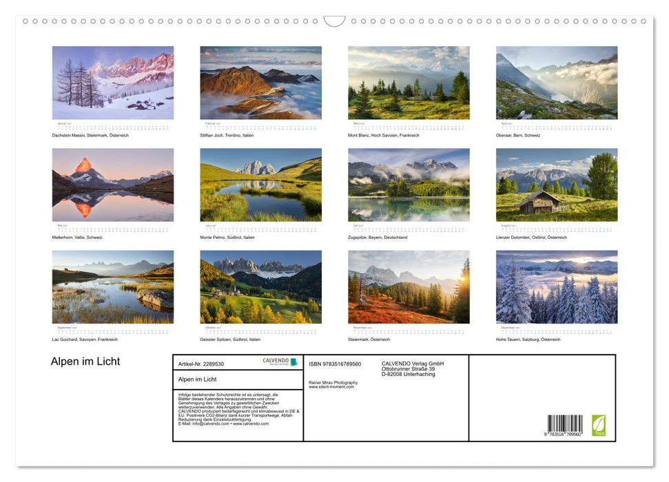 Alpen im Licht (CALVENDO Wandkalender 2027)