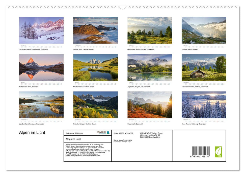 Alpen im Licht (CALVENDO Premium Wandkalender 2027)
